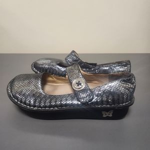 ALEGRIA Womens Paloma Pewter Charmer Mary Jane Shoes Sz 38